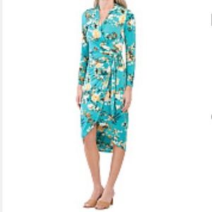 RACHEL RACHEL ROY Floral Green Long Sleeve Floral Wrap Dress- Size XXL - Reemoly